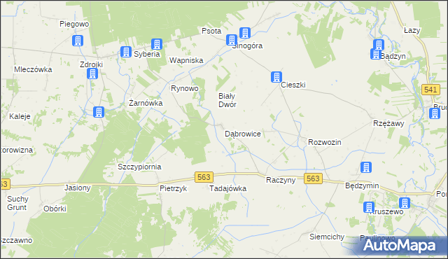 mapa Dąbrowice gmina Żuromin, Dąbrowice gmina Żuromin na mapie Targeo