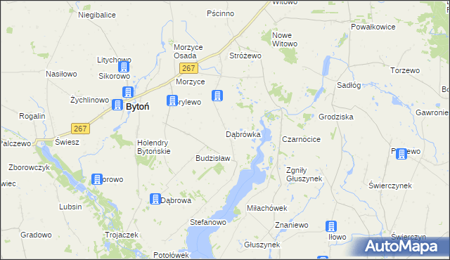 mapa Dąbrówka gmina Bytoń, Dąbrówka gmina Bytoń na mapie Targeo