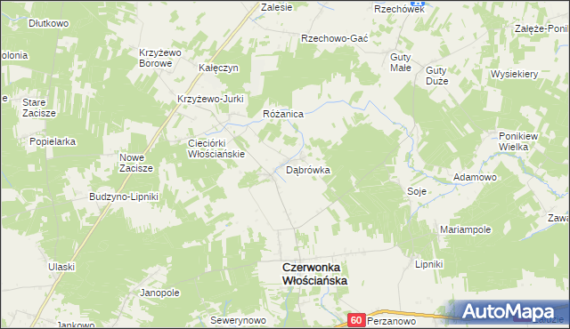 mapa Dąbrówka gmina Czerwonka, Dąbrówka gmina Czerwonka na mapie Targeo
