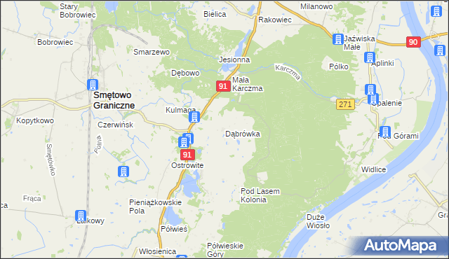 mapa Dąbrówka gmina Gniew, Dąbrówka gmina Gniew na mapie Targeo