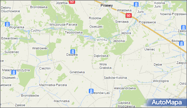 mapa Dąbrówka gmina Pniewy, Dąbrówka gmina Pniewy na mapie Targeo