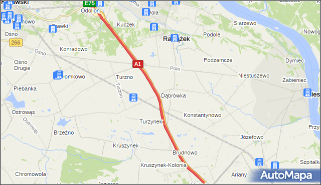 mapa Dąbrówka gmina Raciążek, Dąbrówka gmina Raciążek na mapie Targeo