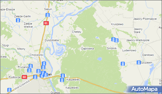 mapa Dąbrówka gmina Różan, Dąbrówka gmina Różan na mapie Targeo