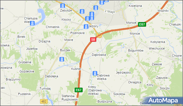 mapa Dąbrówka gmina Sieradz, Dąbrówka gmina Sieradz na mapie Targeo