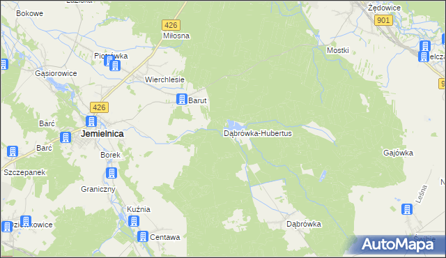 mapa Dąbrówka-Hubertus, Dąbrówka-Hubertus na mapie Targeo