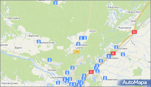 mapa Dąbrówka Leśna, Dąbrówka Leśna na mapie Targeo