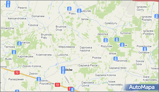 mapa Dąbrówka Nadolna, Dąbrówka Nadolna na mapie Targeo