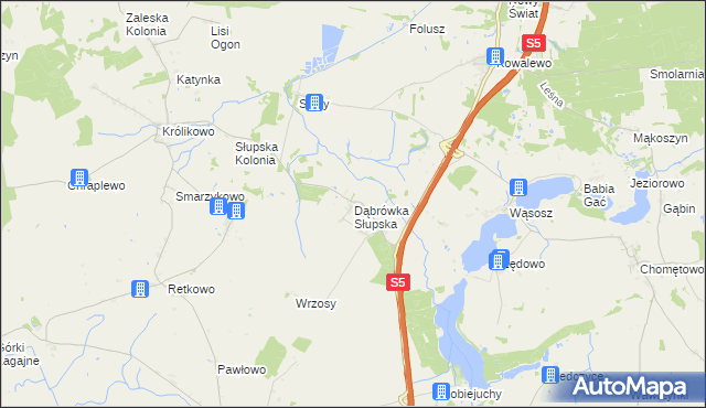 mapa Dąbrówka Słupska, Dąbrówka Słupska na mapie Targeo