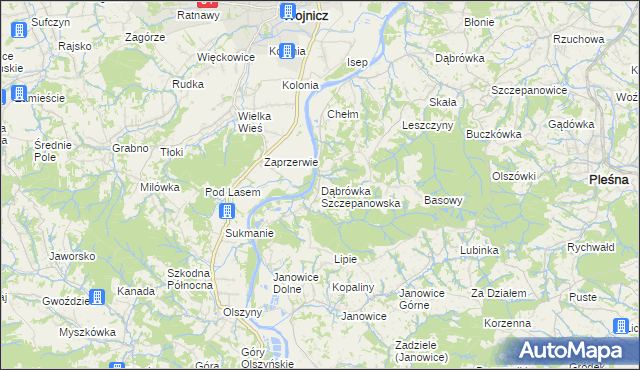 mapa Dąbrówka Szczepanowska, Dąbrówka Szczepanowska na mapie Targeo