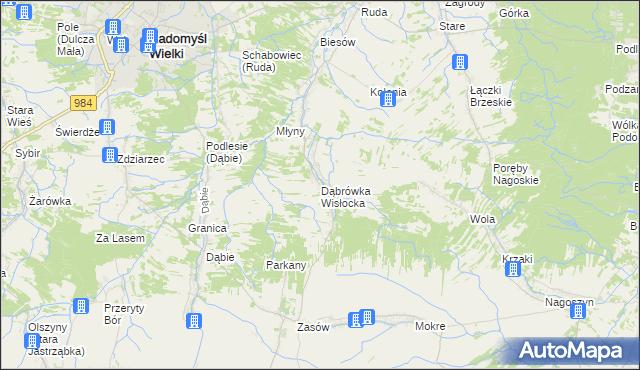 mapa Dąbrówka Wisłocka, Dąbrówka Wisłocka na mapie Targeo