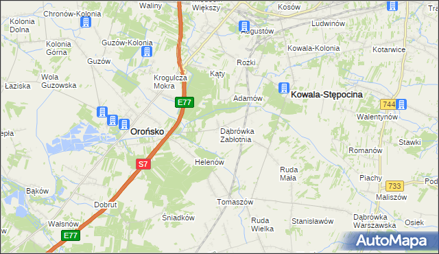 mapa Dąbrówka Zabłotnia, Dąbrówka Zabłotnia na mapie Targeo