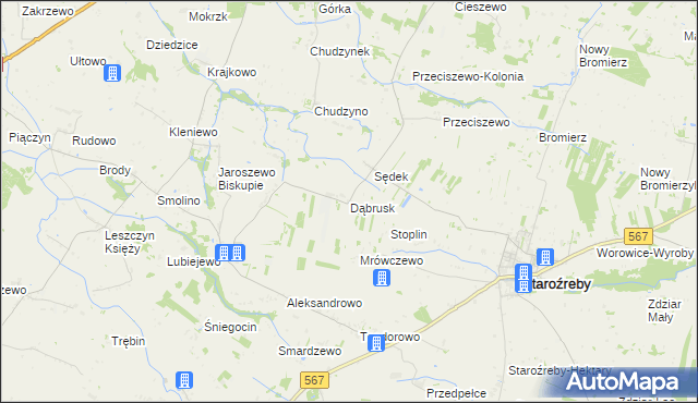 mapa Dąbrusk, Dąbrusk na mapie Targeo