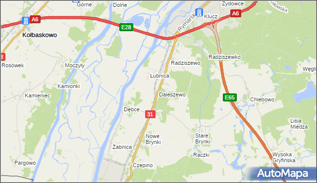 mapa Daleszewo, Daleszewo na mapie Targeo