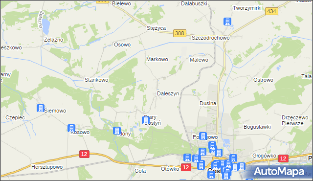 mapa Daleszyn, Daleszyn na mapie Targeo