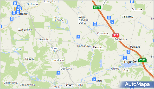 mapa Damianów, Damianów na mapie Targeo