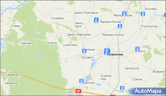 mapa Daniłowo gmina Goworowo, Daniłowo gmina Goworowo na mapie Targeo