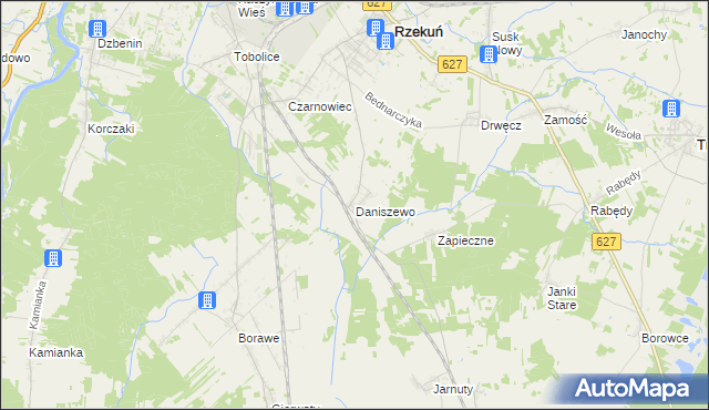 mapa Daniszewo gmina Rzekuń, Daniszewo gmina Rzekuń na mapie Targeo
