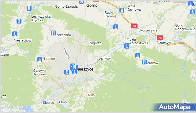 mapa Danków gmina Daleszyce, Danków gmina Daleszyce na mapie Targeo