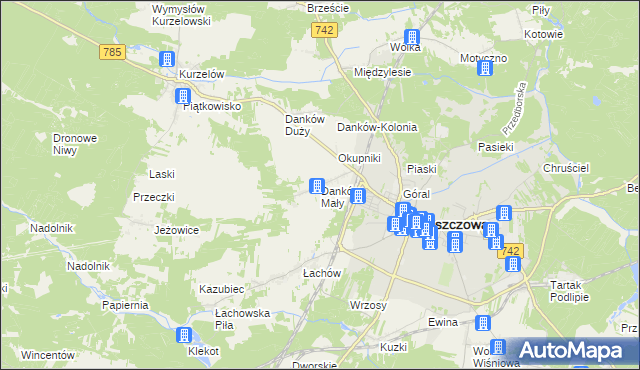 mapa Danków Mały, Danków Mały na mapie Targeo