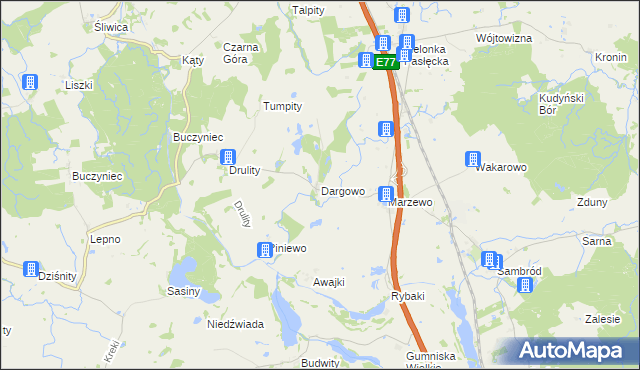 mapa Dargowo, Dargowo na mapie Targeo