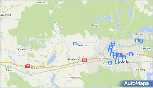 mapa Darskowo gmina Złocieniec, Darskowo gmina Złocieniec na mapie Targeo