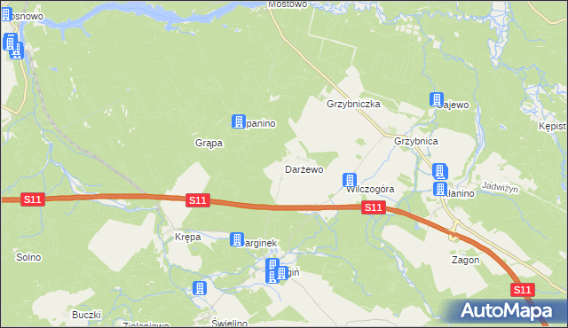 mapa Darżewo gmina Bobolice, Darżewo gmina Bobolice na mapie Targeo