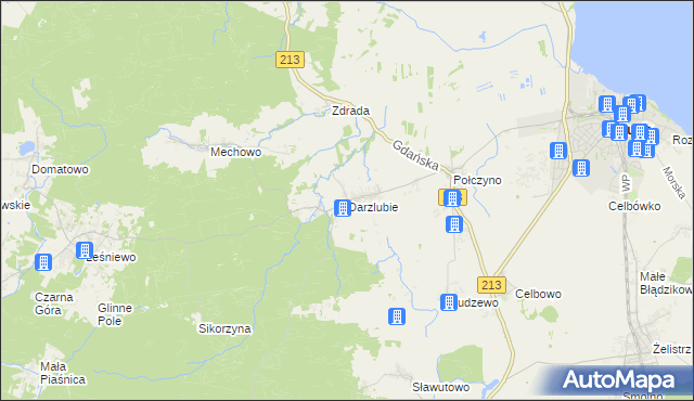 mapa Darzlubie, Darzlubie na mapie Targeo