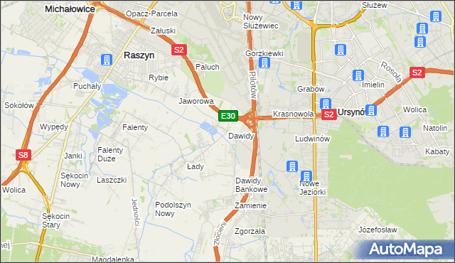 mapa Dawidy gmina Raszyn, Dawidy gmina Raszyn na mapie Targeo