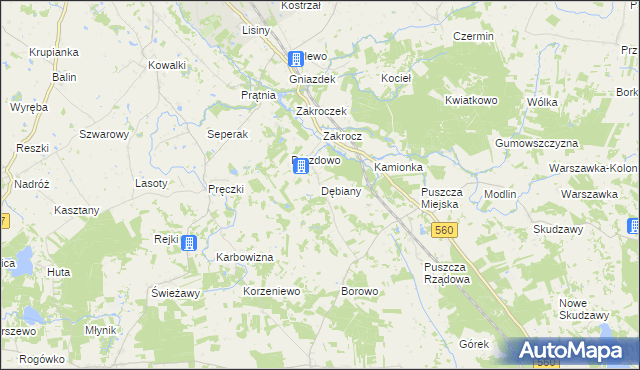 mapa Dębiany gmina Rypin, Dębiany gmina Rypin na mapie Targeo