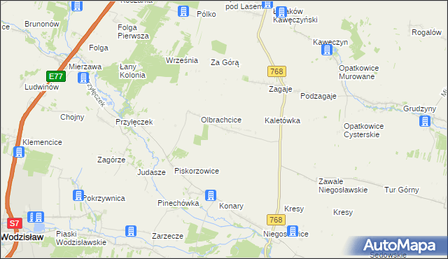 mapa Dębiany gmina Wodzisław, Dębiany gmina Wodzisław na mapie Targeo