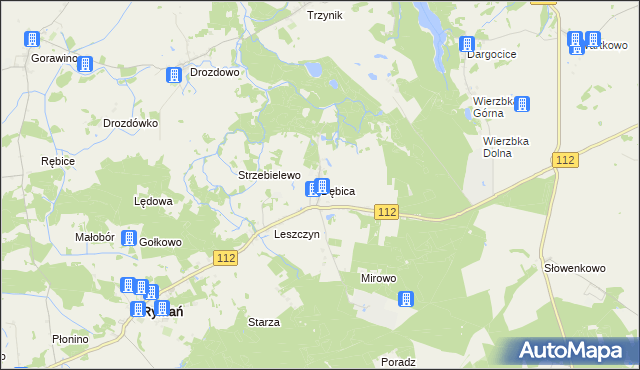 mapa Dębica gmina Rymań, Dębica gmina Rymań na mapie Targeo