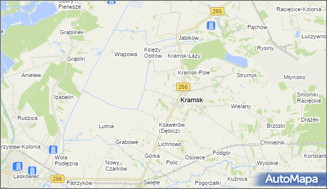 mapa Dębicz gmina Kramsk, Dębicz gmina Kramsk na mapie Targeo