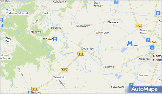 mapa Dębieniec, Dębieniec na mapie Targeo