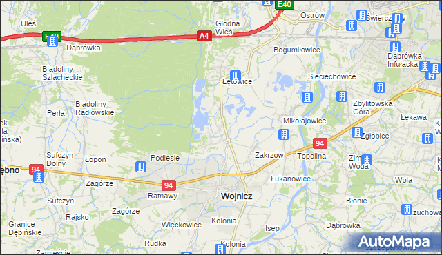 mapa Dębina Łętowska, Dębina Łętowska na mapie Targeo