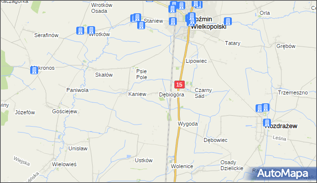 mapa Dębiogóra, Dębiogóra na mapie Targeo