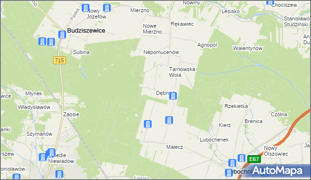 mapa Dębniak gmina Lubochnia, Dębniak gmina Lubochnia na mapie Targeo