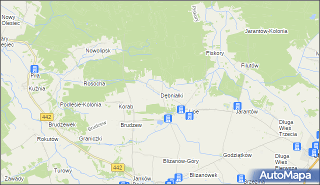 mapa Dębniałki gmina Blizanów, Dębniałki gmina Blizanów na mapie Targeo