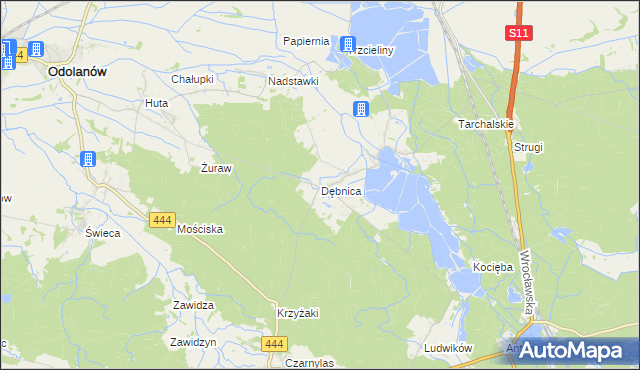 mapa Dębnica gmina Przygodzice, Dębnica gmina Przygodzice na mapie Targeo