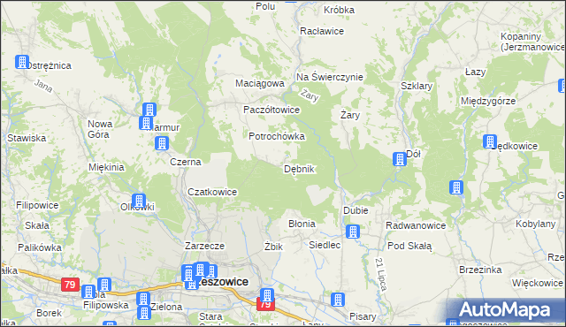mapa Dębnik gmina Krzeszowice, Dębnik gmina Krzeszowice na mapie Targeo