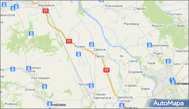mapa Dębno gmina Leżajsk, Dębno gmina Leżajsk na mapie Targeo