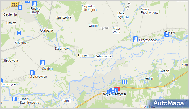 mapa Dębnowola gmina Mogielnica, Dębnowola gmina Mogielnica na mapie Targeo