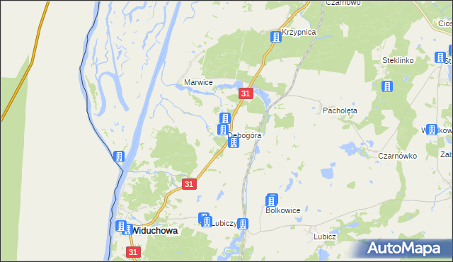 mapa Dębogóra gmina Widuchowa, Dębogóra gmina Widuchowa na mapie Targeo