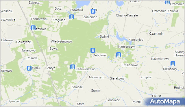 mapa Dębowiec gmina Wierzbinek, Dębowiec gmina Wierzbinek na mapie Targeo