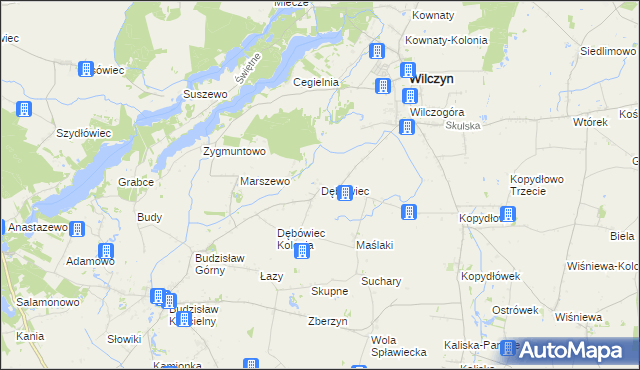 mapa Dębówiec gmina Wilczyn, Dębówiec gmina Wilczyn na mapie Targeo