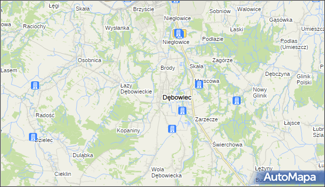 mapa Dębowiec powiat jasielski, Dębowiec powiat jasielski na mapie Targeo