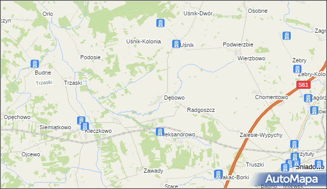 mapa Dębowo gmina Śniadowo, Dębowo gmina Śniadowo na mapie Targeo