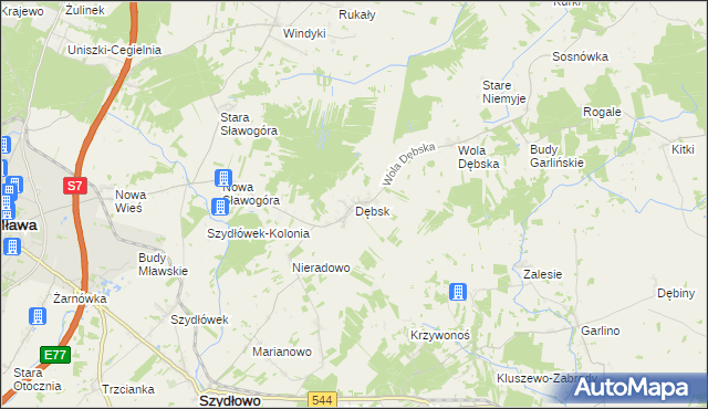 mapa Dębsk gmina Szydłowo, Dębsk gmina Szydłowo na mapie Targeo