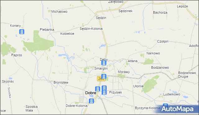 mapa Dęby gmina Dobre, Dęby gmina Dobre na mapie Targeo