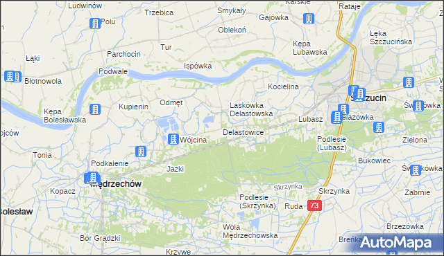 mapa Delastowice, Delastowice na mapie Targeo