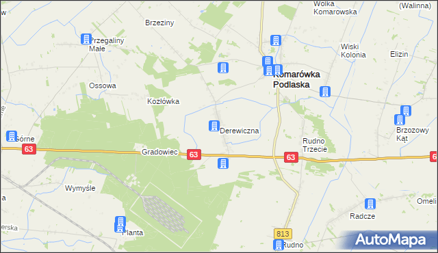 mapa Derewiczna, Derewiczna na mapie Targeo